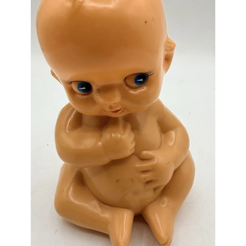 Vintage JSNY Cupie Doll Plastic Baby Powder Dispenser Shaker Hong Kong 5.5”